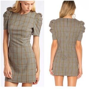 NWT Amanda Uprichard Westwick Puff-Sleeve Plaid Dress Sz S